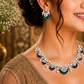 Green Pearl Floral Necklace Set