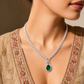 One-of-One 92.5 Silver Pear Emerald Drop Necklace Set