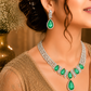 Pear-Cut Green Stone Necklace Set