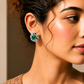 One-of-One Emerald Swirl Stud Earrings in 92.5 Silver