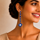 One-of-One 92.5 Silver Royal Blue Floral Drop Earring