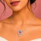 92.5 Silver Purple Pear Cut Heart Swirl Pendant Necklace