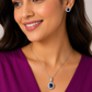 Sapphire Round - 92.5 Silver Pendant Set