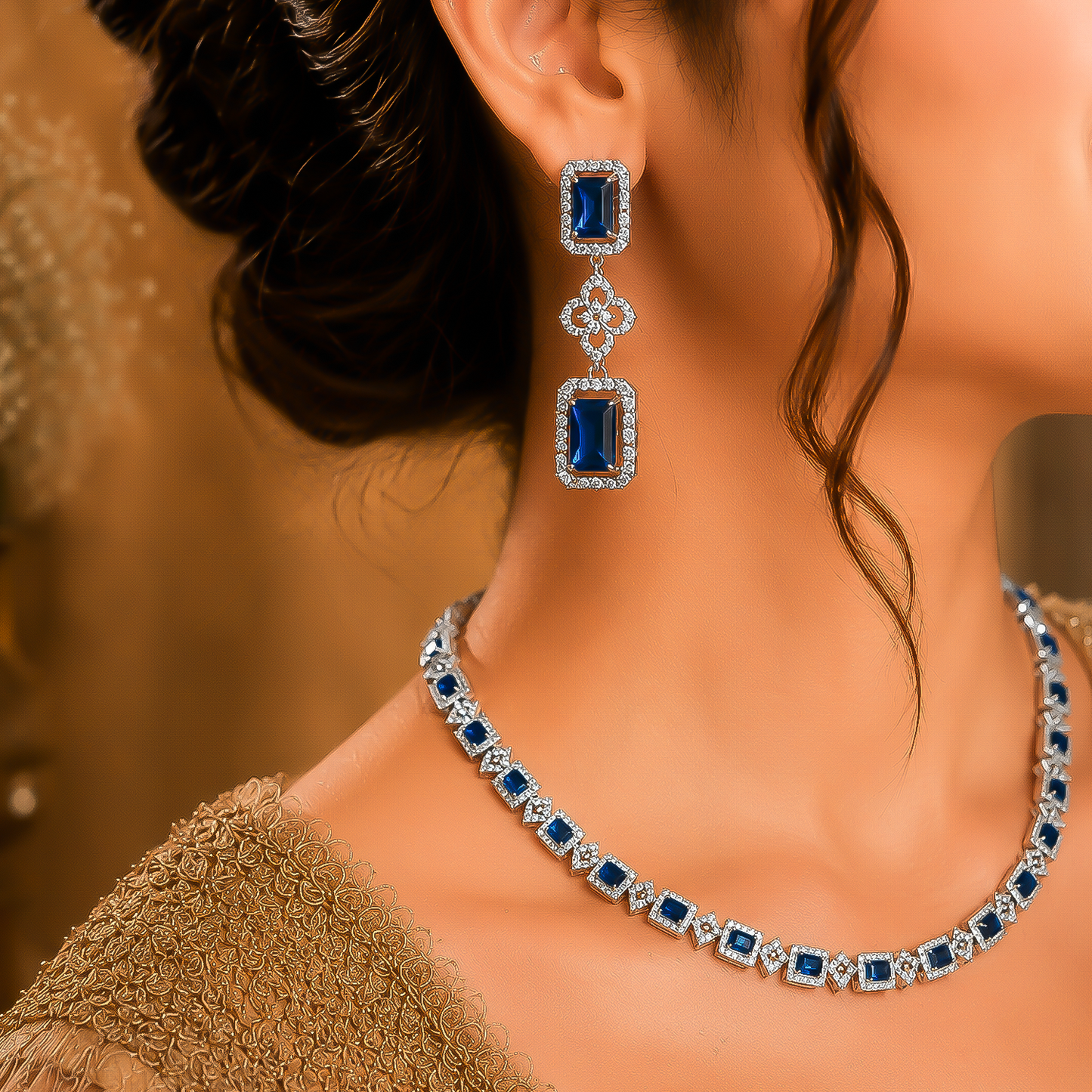 Blue Stone Necklace Set