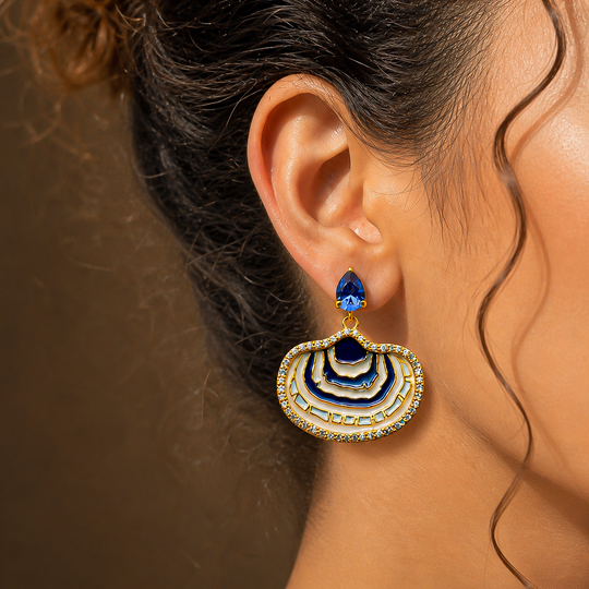 Ocean Blue Geode Drop Earrings