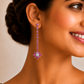 One-of-One 92.5 Silver Pink Floral Drop Earrings