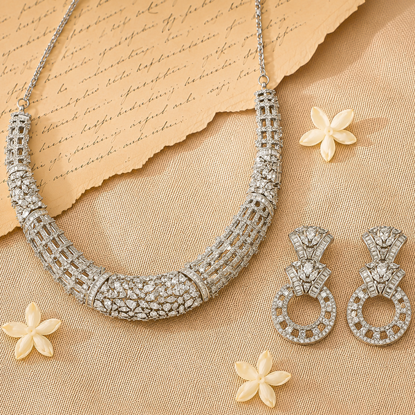 92.5 Sterling Silver Structured Luminosity Necklace Set