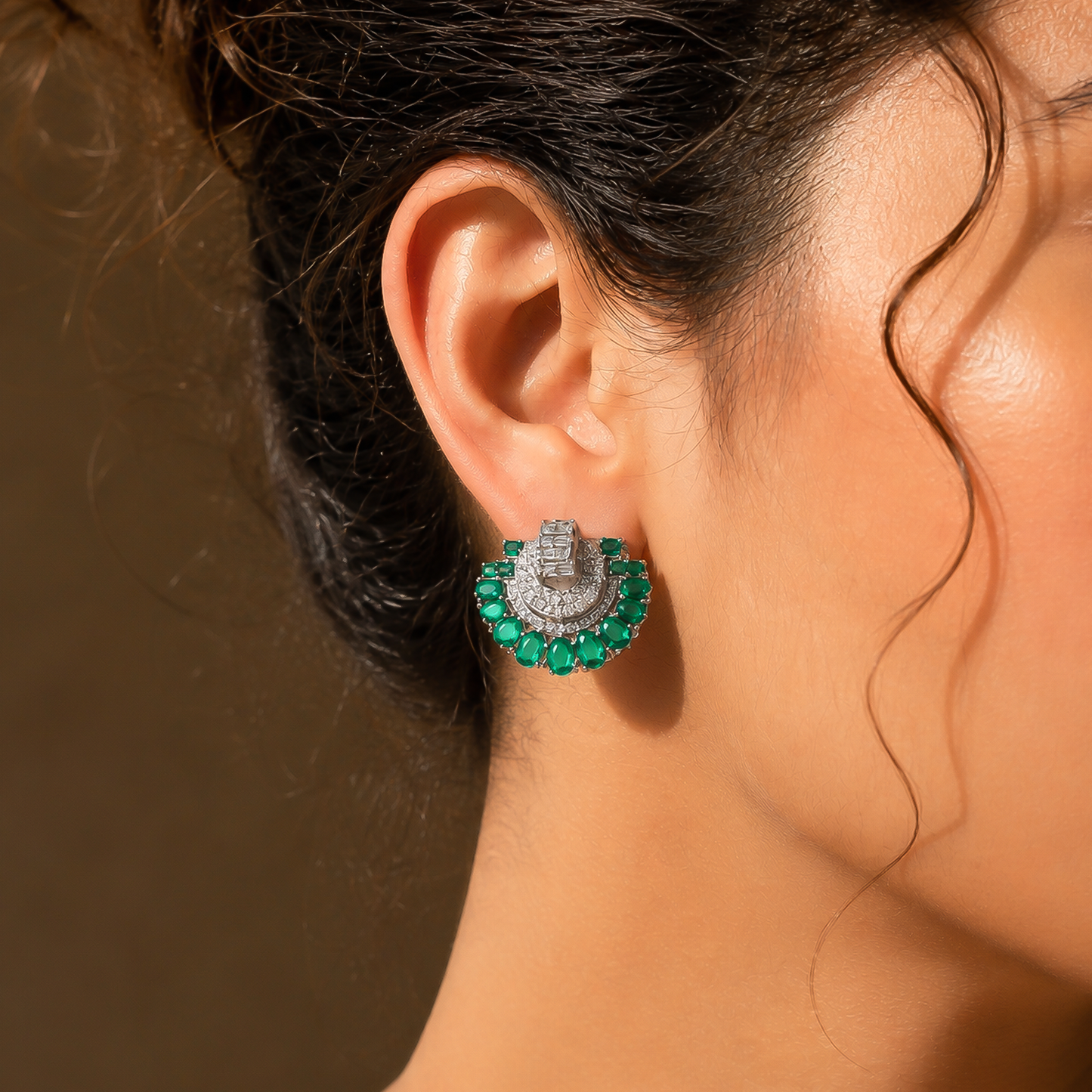 Geode Enamel Fan-shaped Earrings