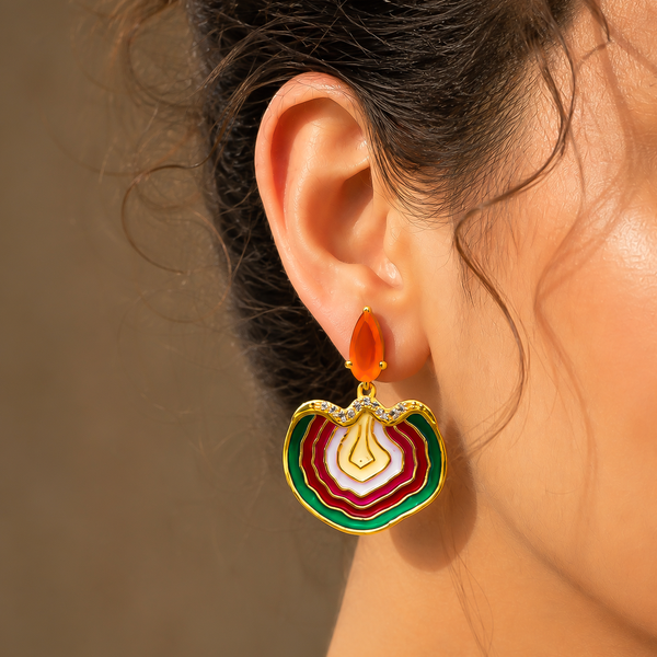 Carnelian Multi-Layer Geode Drop Earrings ( Pre-Order)