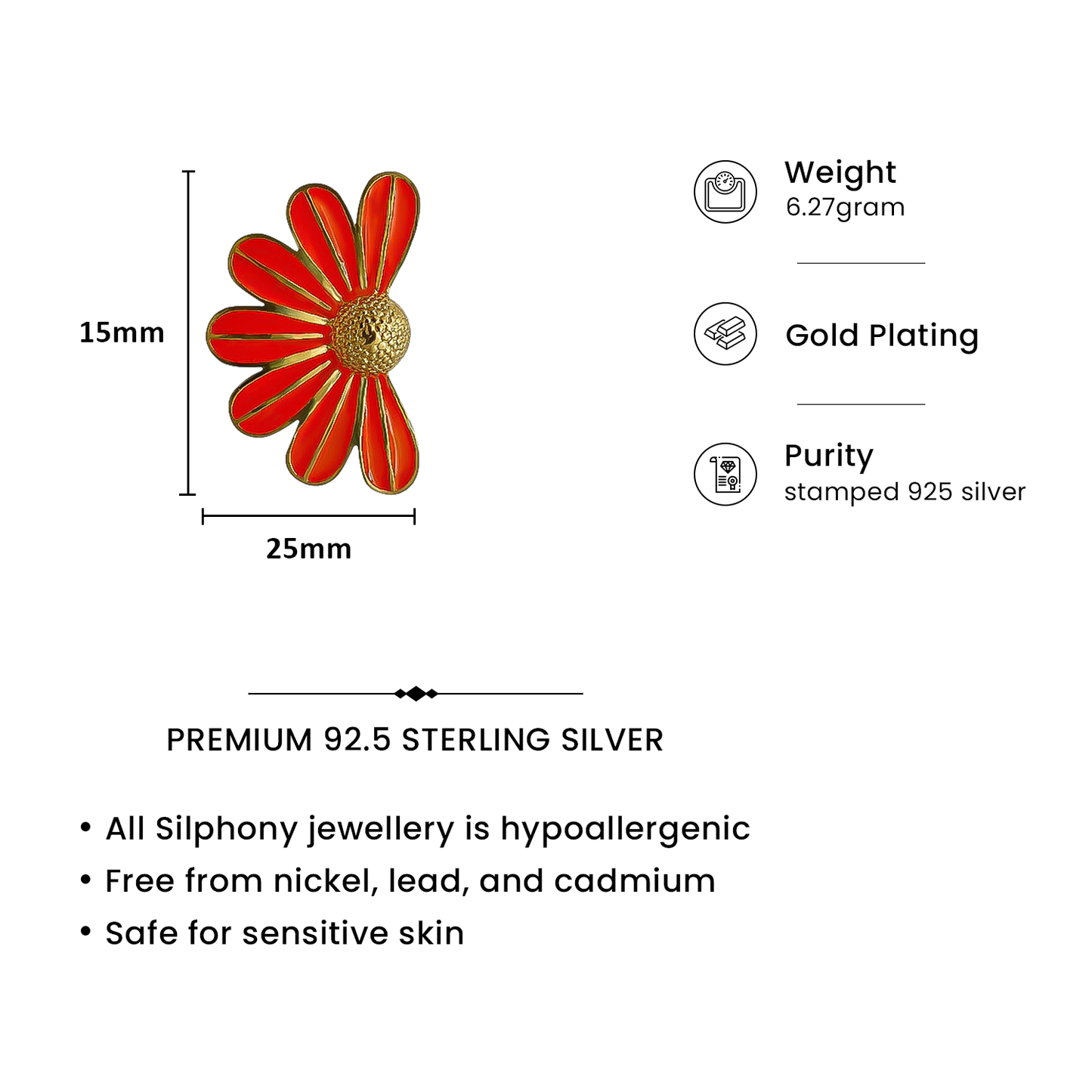 Sunset Daisy Floral Stud Earrings