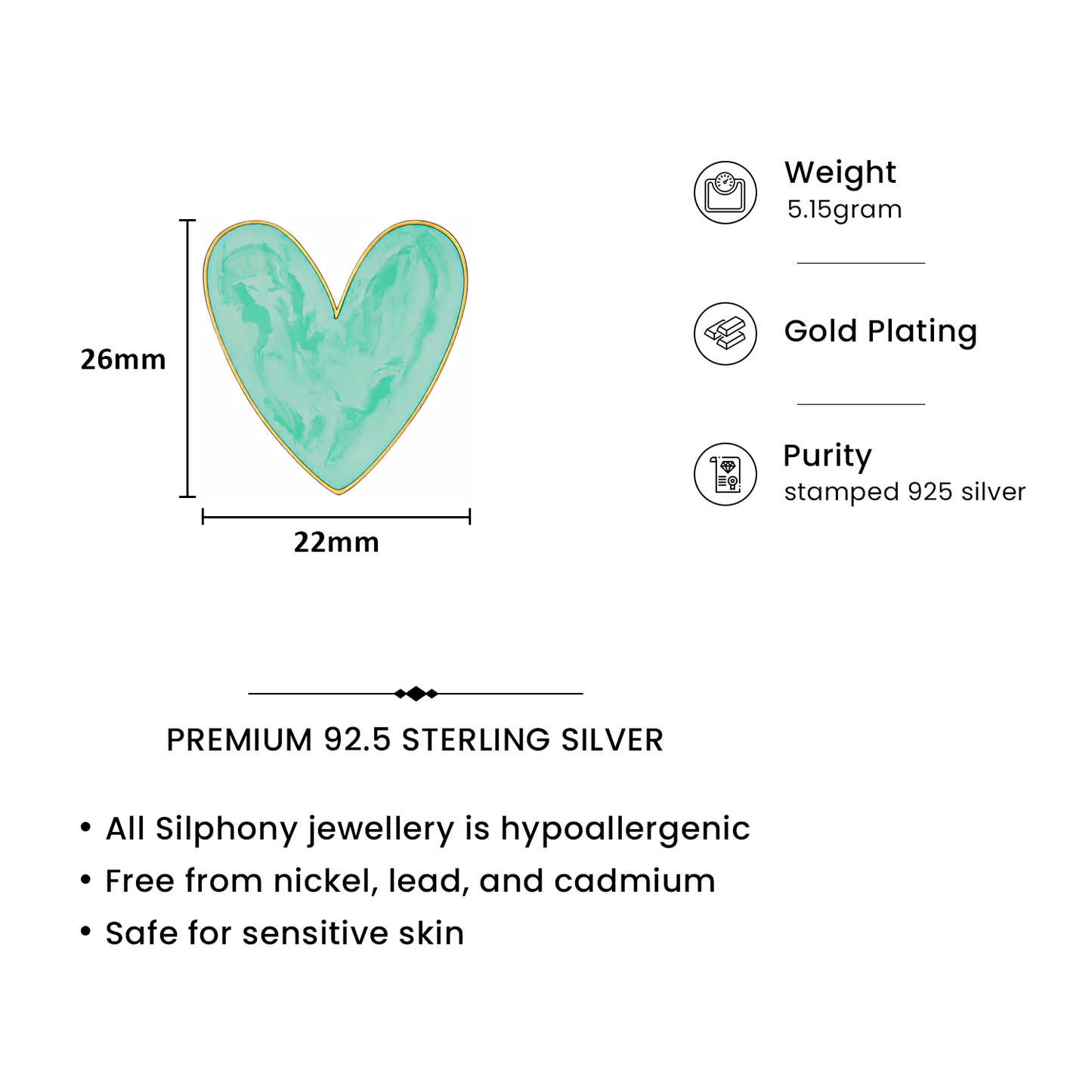 Mint Heart Enamel Earrings