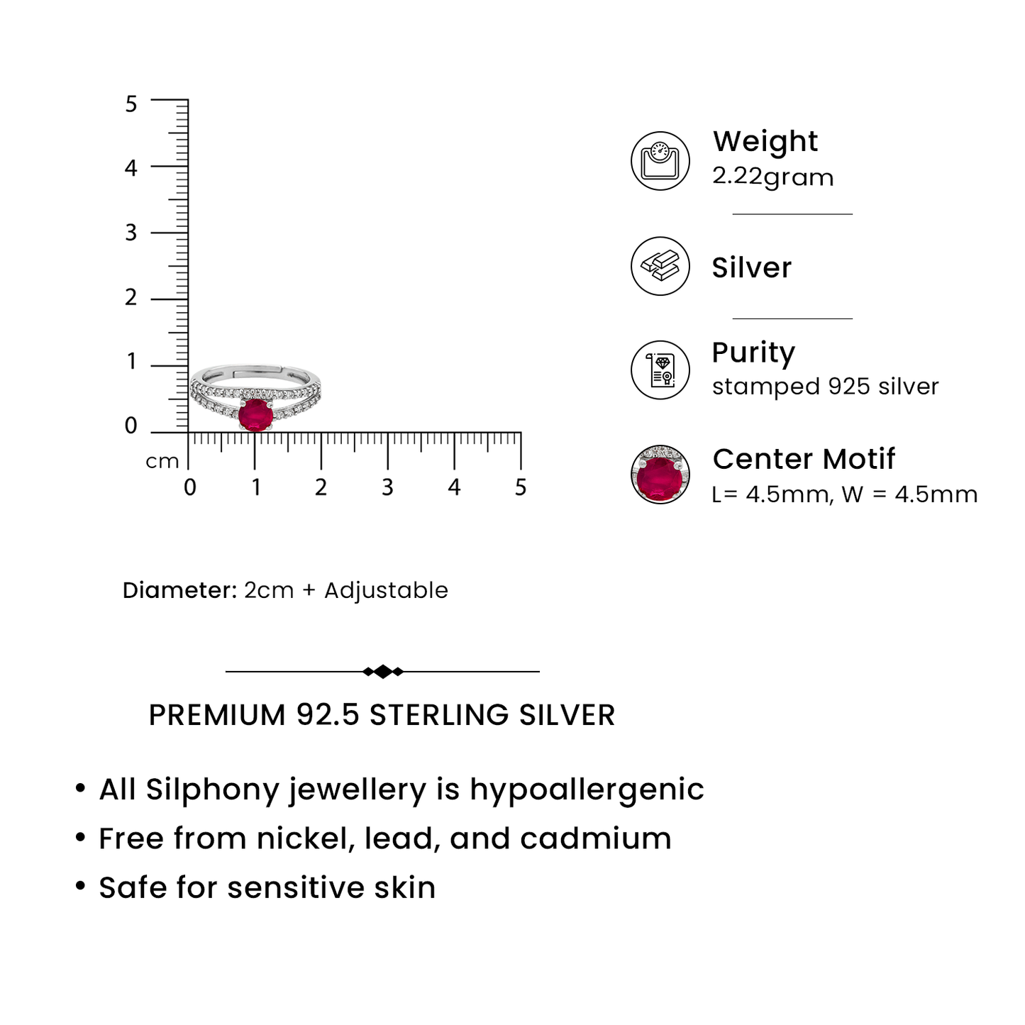 Emera Ruby Ring Silver