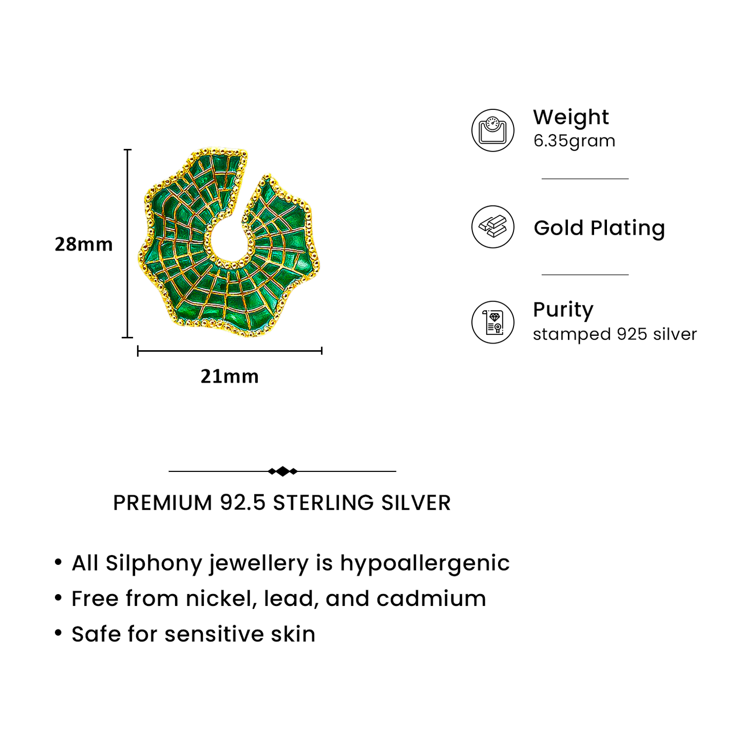 Emerald Mosaic Textured Stud Earrings