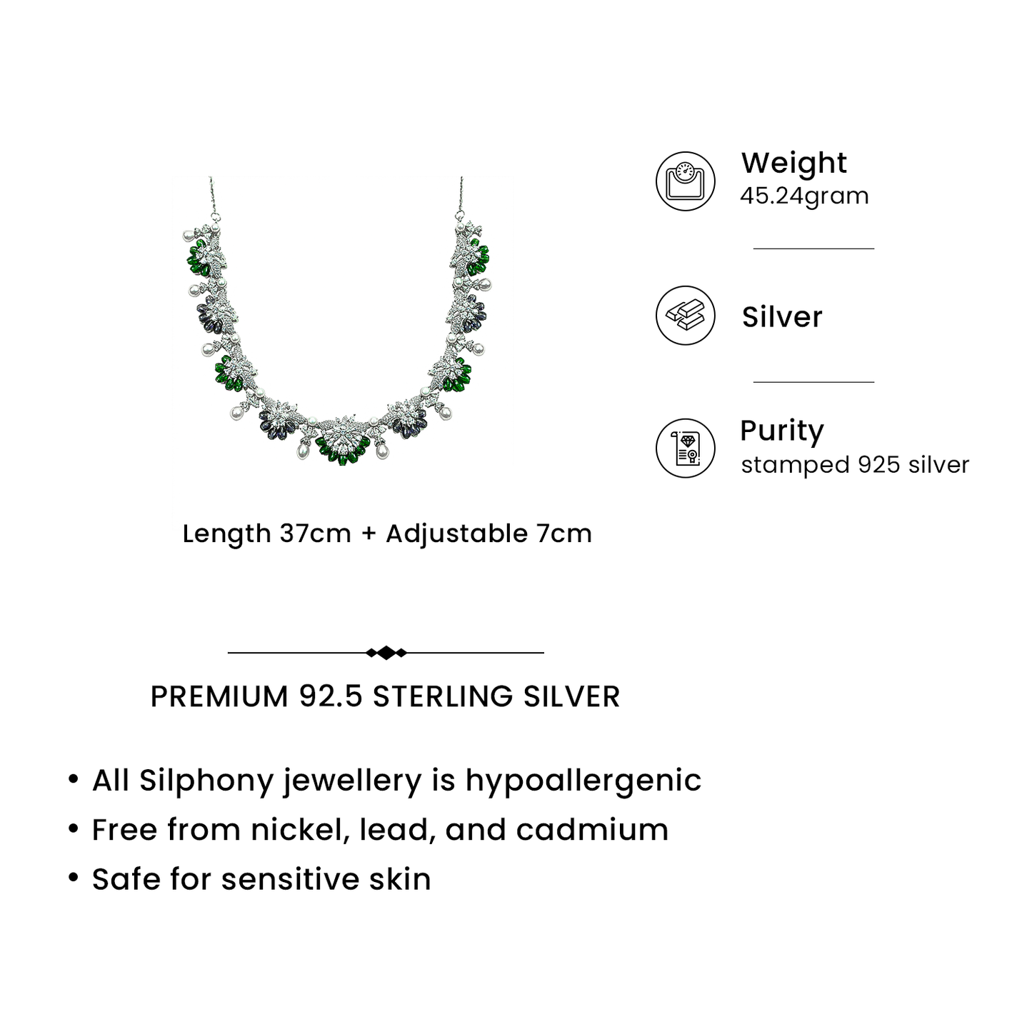 Green Pearl Floral Necklace Set