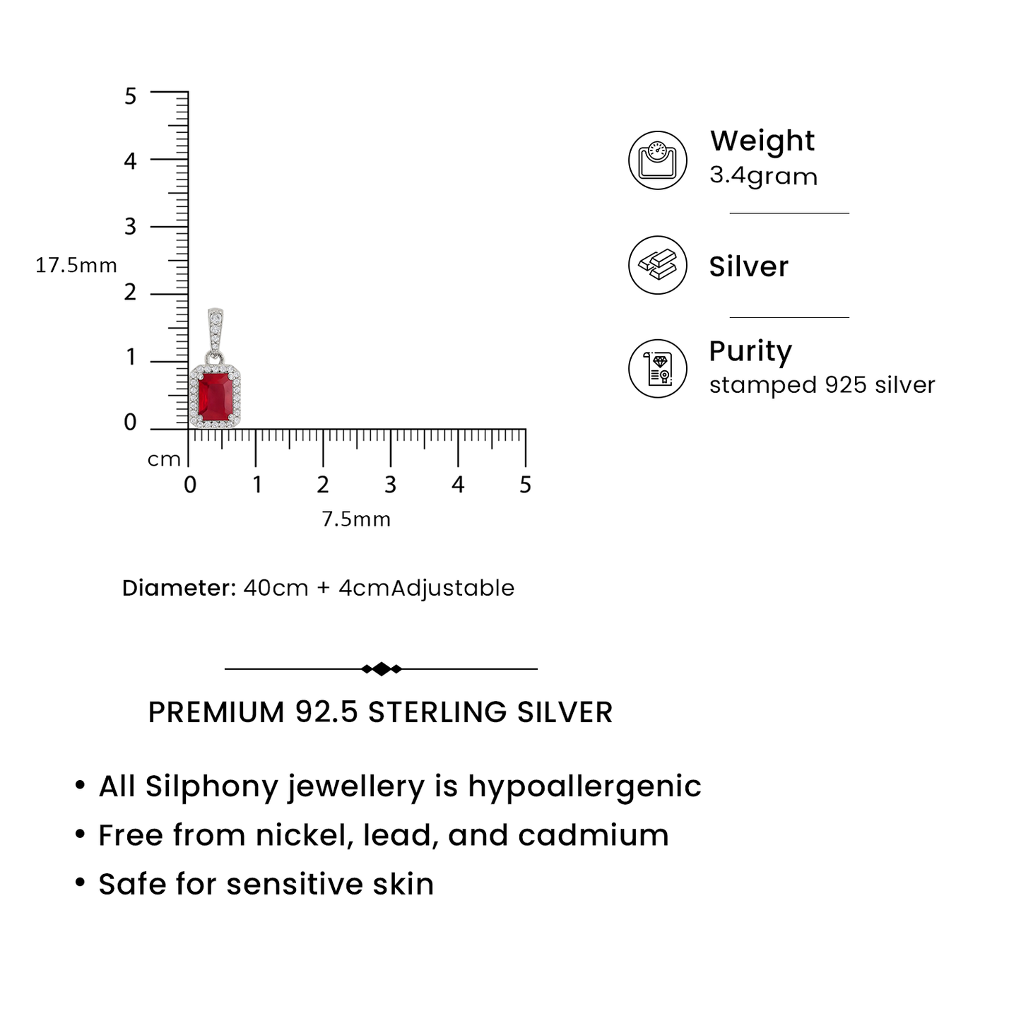Crimson Ruby - 92.5 Silver Pendant Set