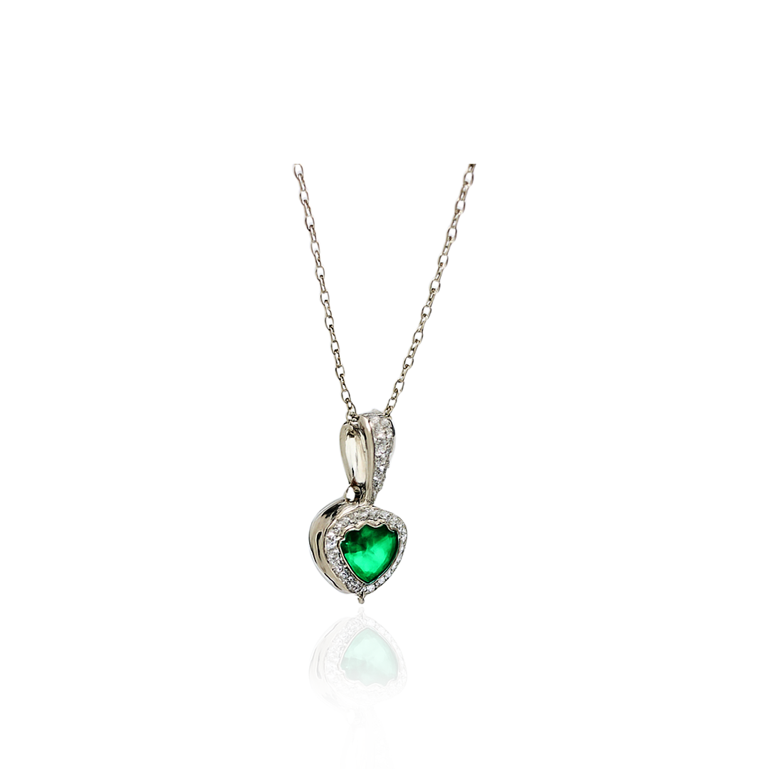 Emerald Heart - 92.5 Silver Pendant Set