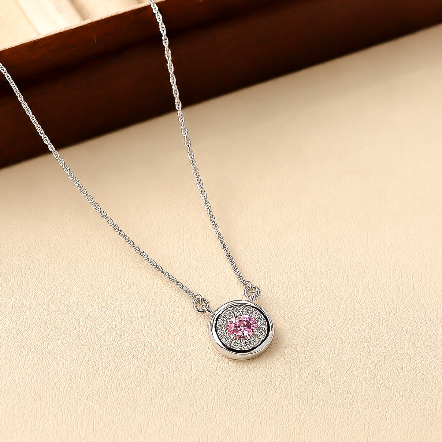 One-of-One 92.5 Silver Round Pink Blush Pendant