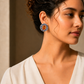 One-of-One 92.5 Silver Amber Halo Blue Stud Earrings
