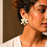 925 Sterling Silver Floral Drop Earrings For Women