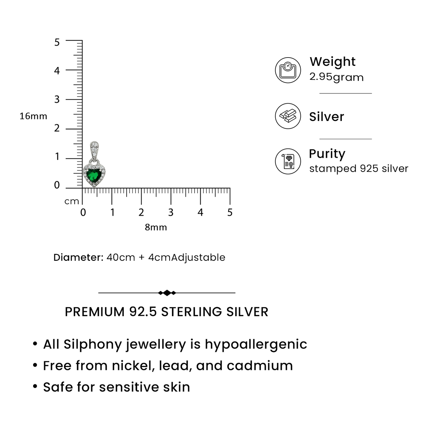 Emerald Heart - 92.5 Silver Pendant Set