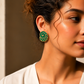 One-of-One 92.5 Silver Green Enamel Spiral Stud Earrings