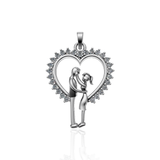925 Silver Hugging Couple Heart Pendant