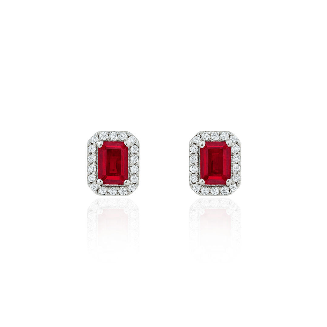 SILphony Silver Set – Vibrant Red Ruby Earrings 