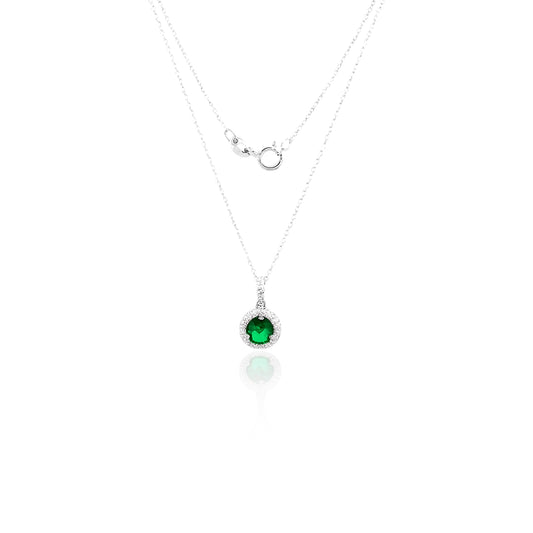 Emerald Circle Silver Pendant