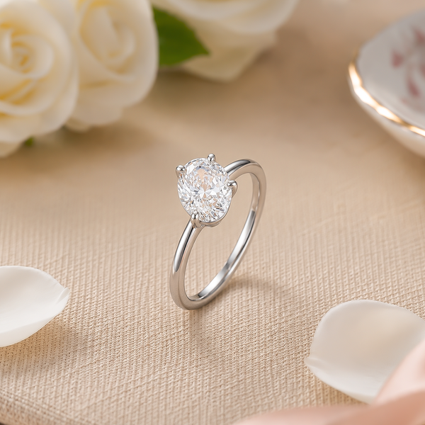 1.01 Ct Lab Grown Diamond 925 Sterling Silver Statement Engagement Ring