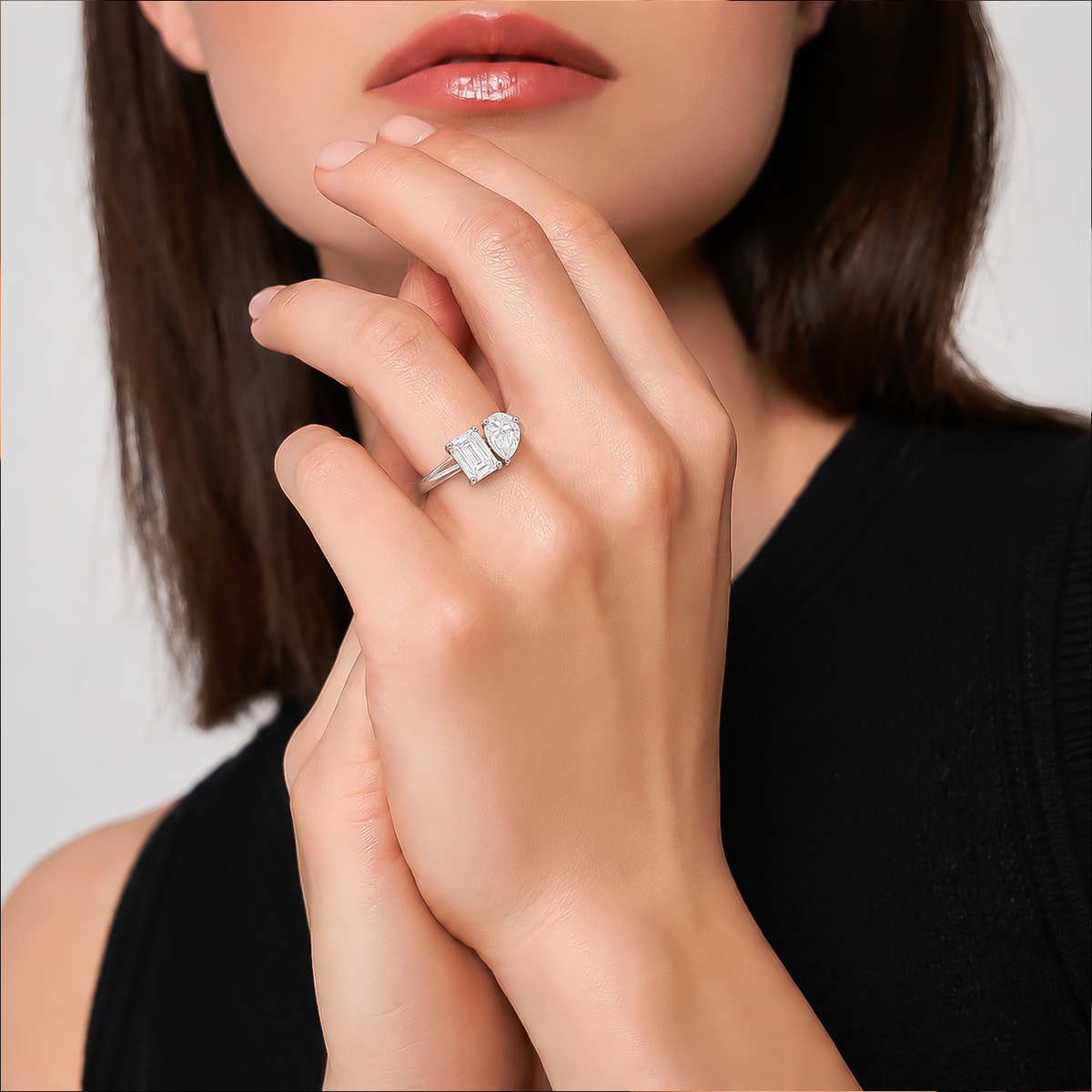 1.00 ct Lab-Grown Diamond 925 Silver Statement Ring