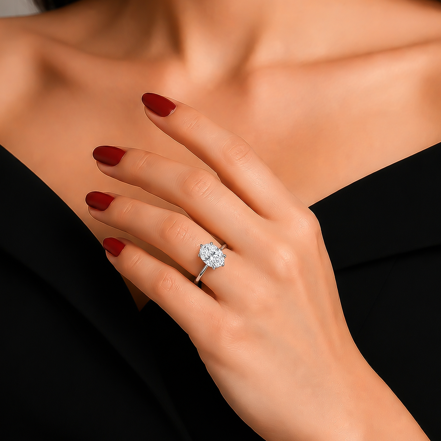 1.01 Ct Lab Grown Diamond 925 Sterling Silver Statement Engagement Ring