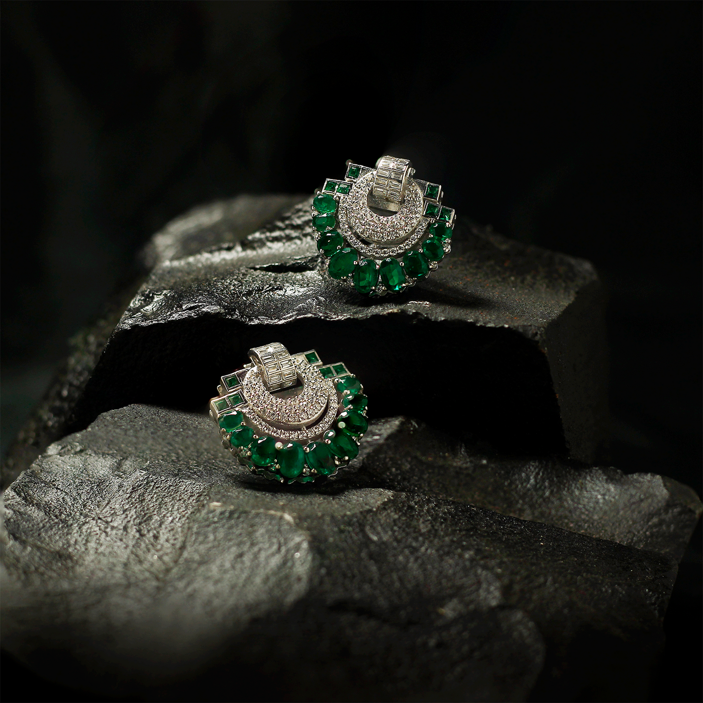 Geode Enamel Fan-shaped Earrings