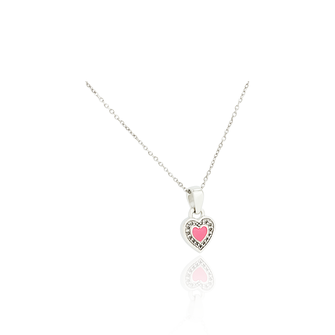 Ruby Romance - Heart Silver Pendant Set