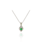 Green Gemstone Silver Pendant – Heart Design Necklace with Emerald Centre Stone
