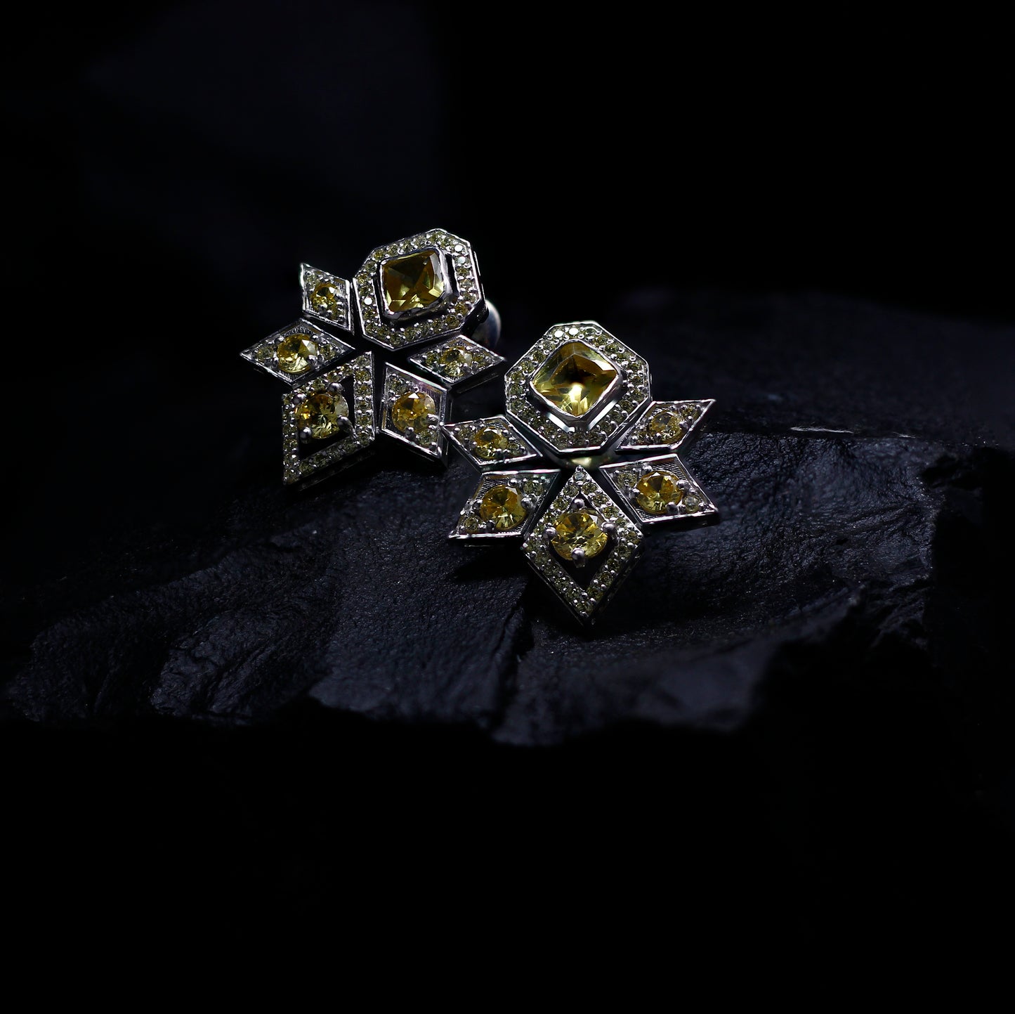 Golden Sunburst Geometric Statement Earrings