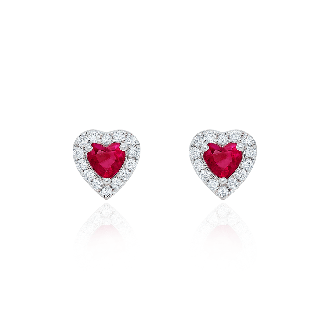 Ruby Romance - Heart Silver Pendant Set