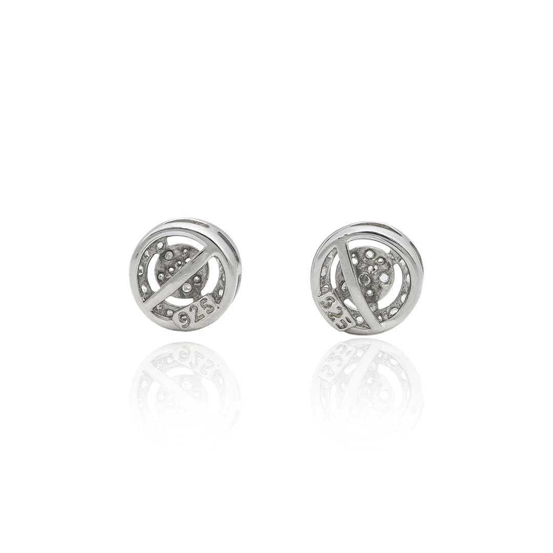SILphony Round Halo Earrings – Silver Jewellery with Sparkling Crystal Detailing