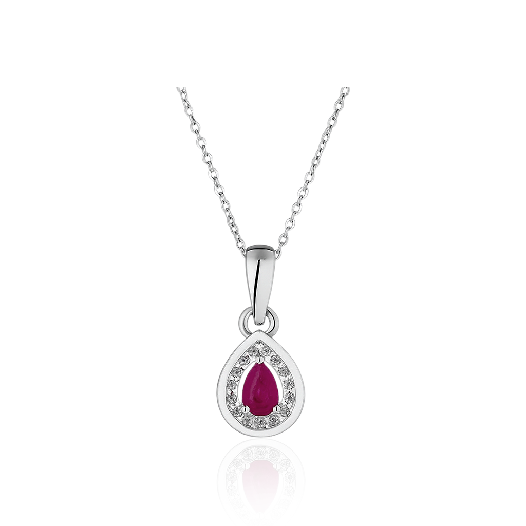 Ruby Dewdrop - 92.5 Silver Pendant Set