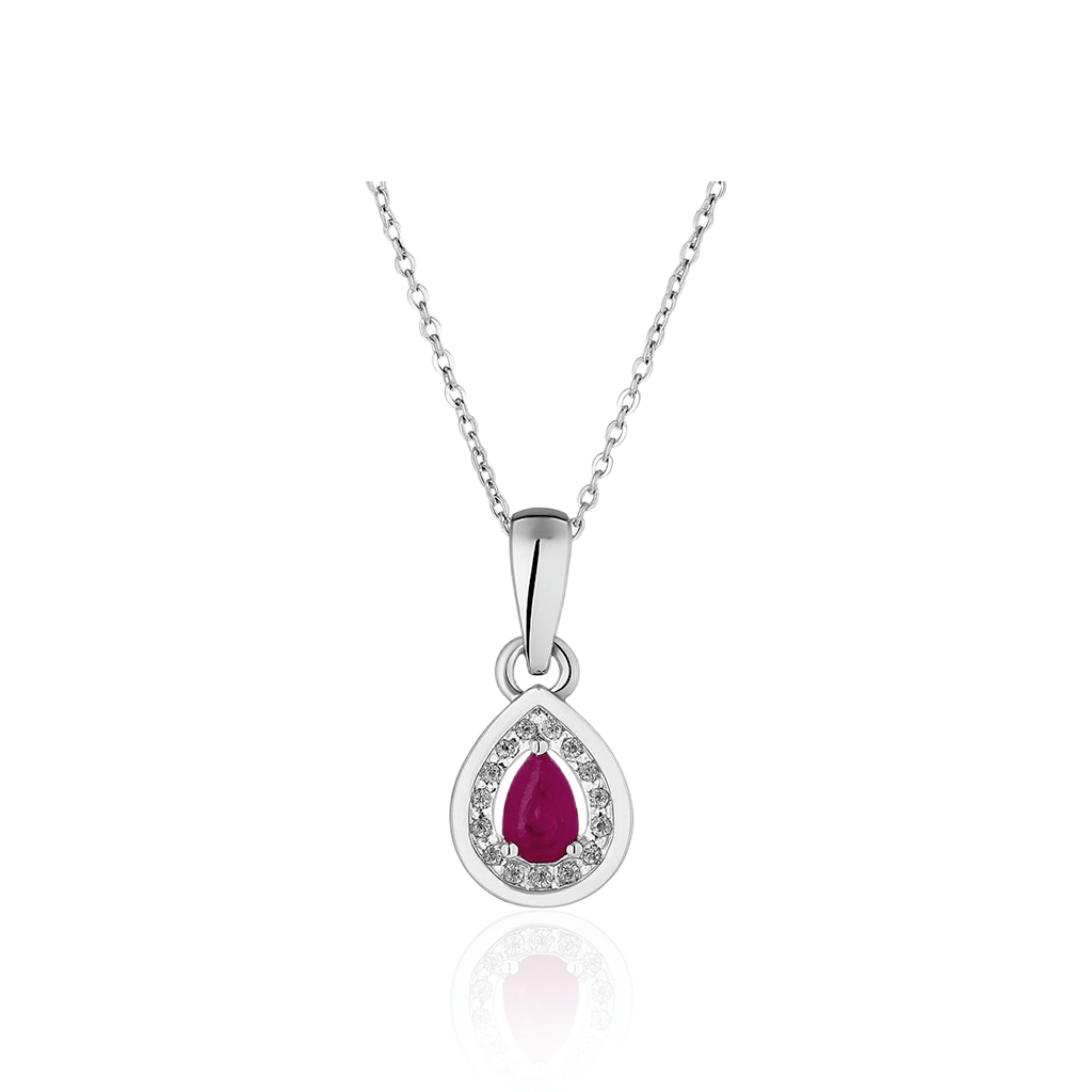 SILphony Ruby Pendant – Red Gemstone Necklace with Sparkling Silver Setting
