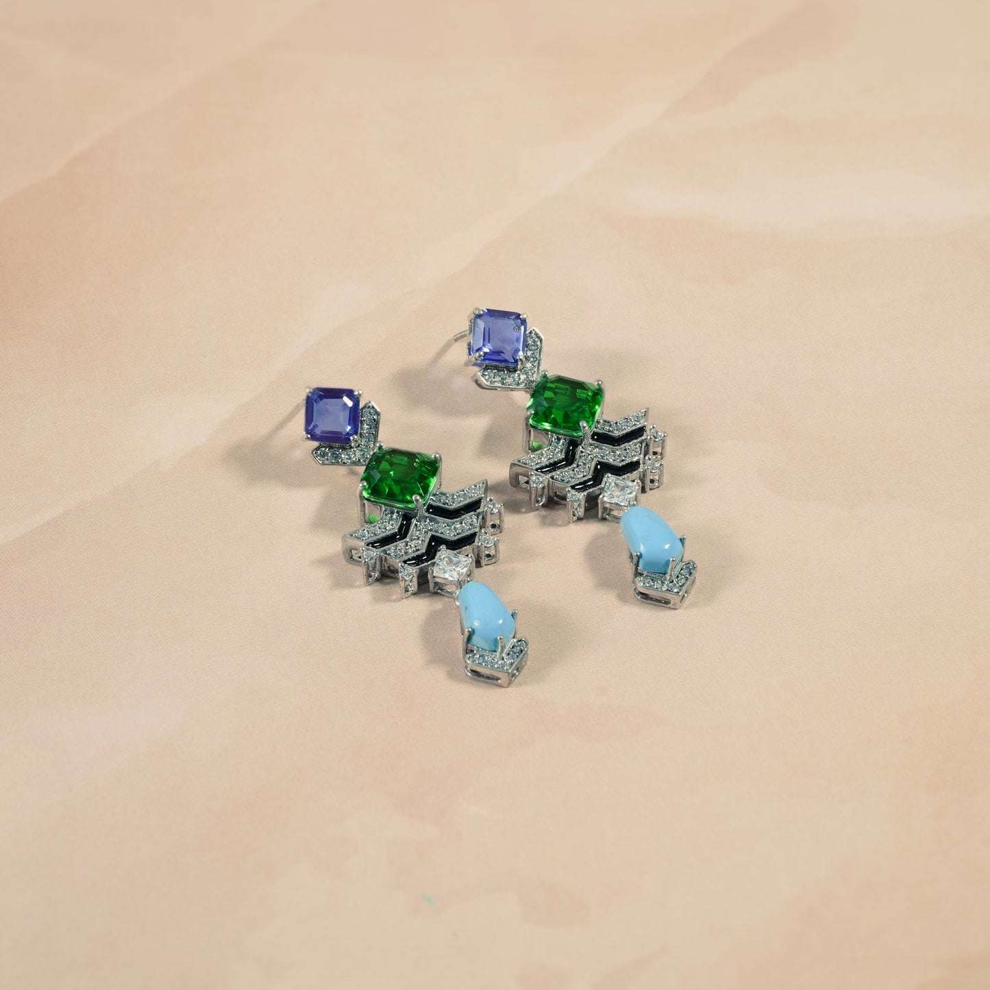 Multi-Stone Geometric Earrings