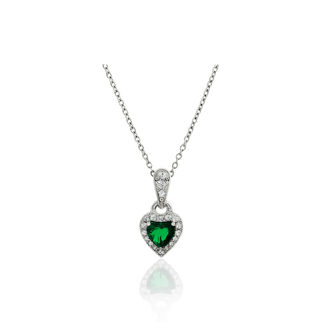 Emerald Heart - 92.5 Silver Pendant Set