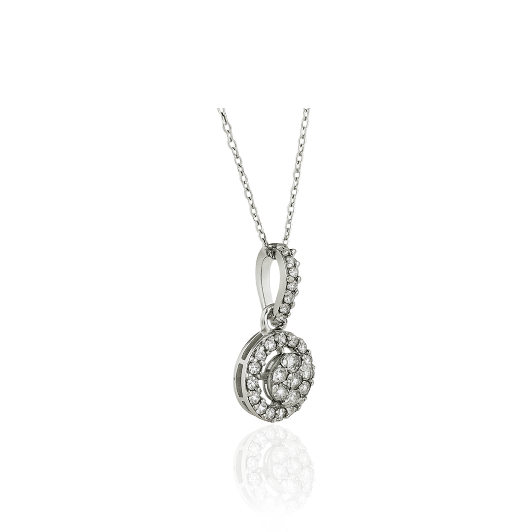 Round Sparkling Pendant Set Silver