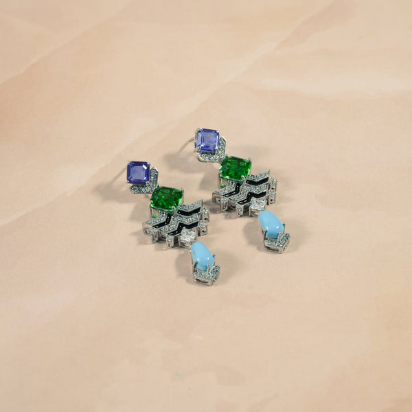Multi-Stone Geometric Earrings