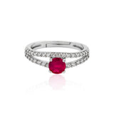 925 Silver Red Solitaire Adjustable Ring