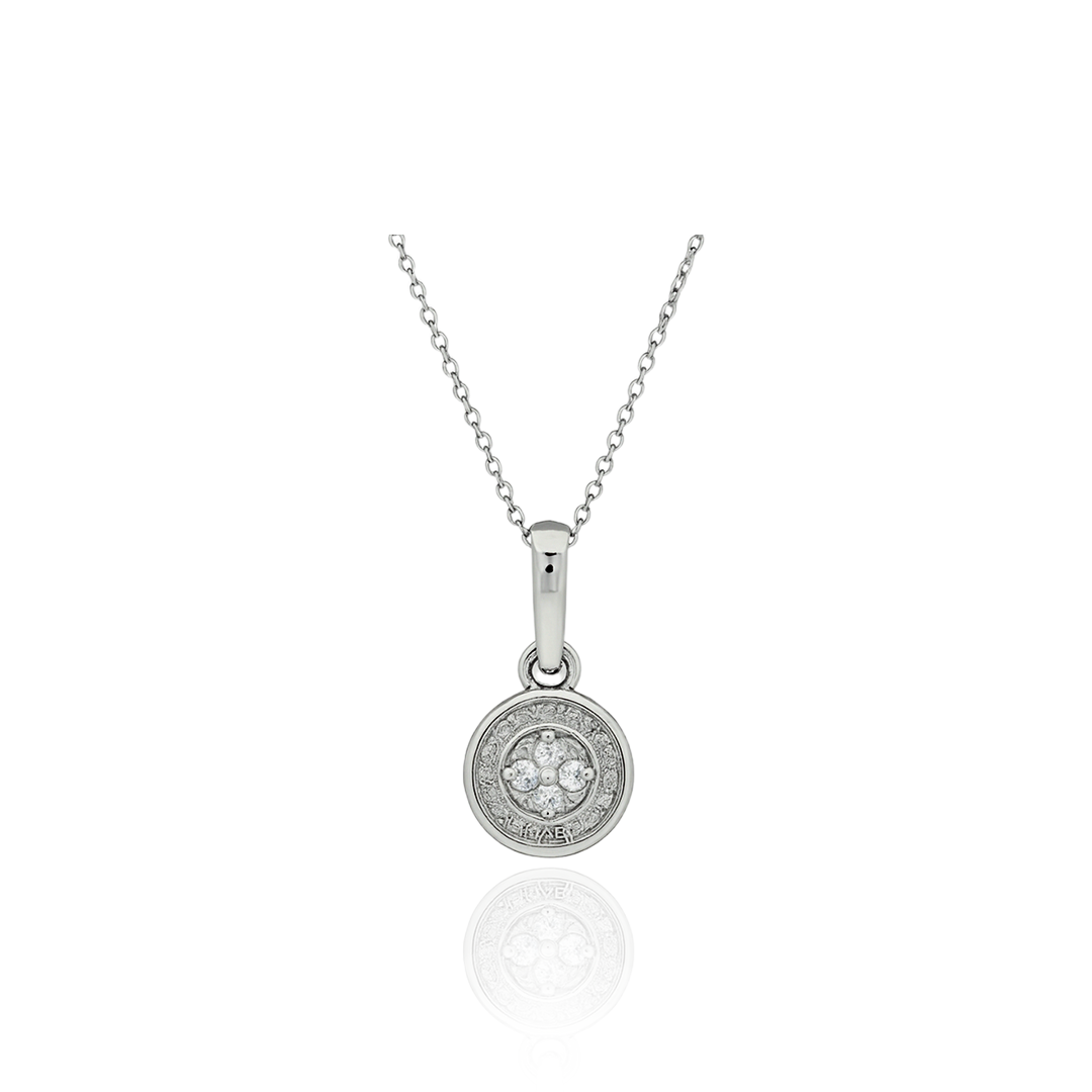 Round Sparkling Pendant Set Silver