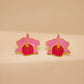 Pink Orchid Bloom Statement Stud Earrings