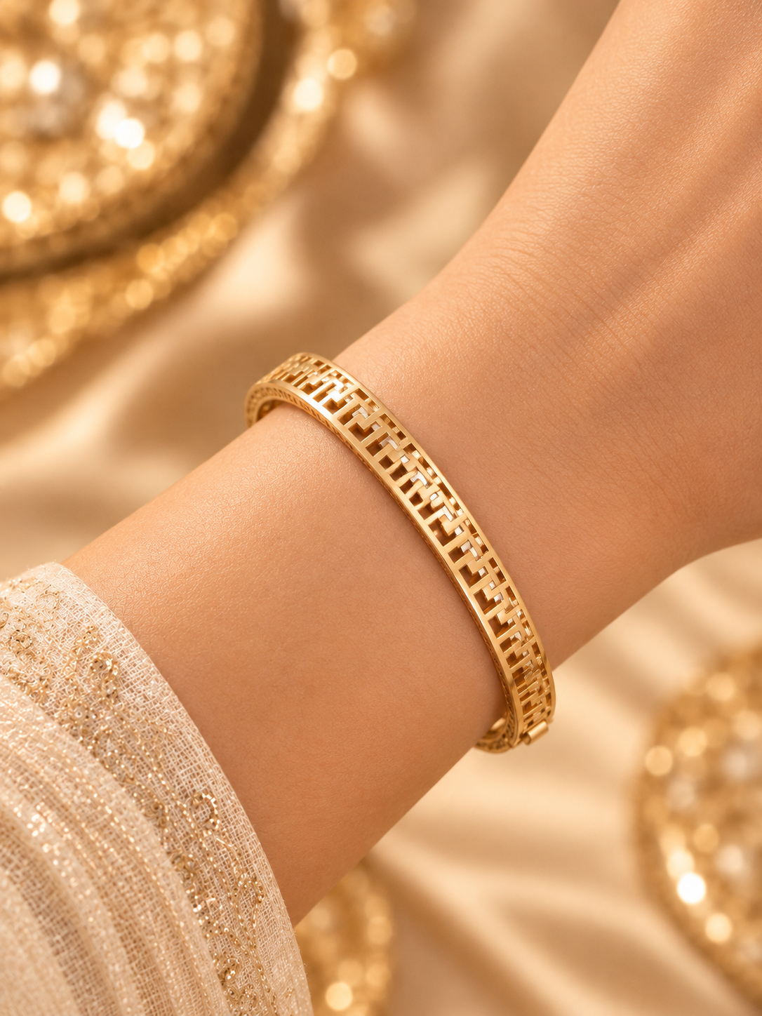 925 Sterling Silver Geometric Cutwork Bracelet