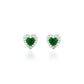 Emerald Heart Earrings Silver