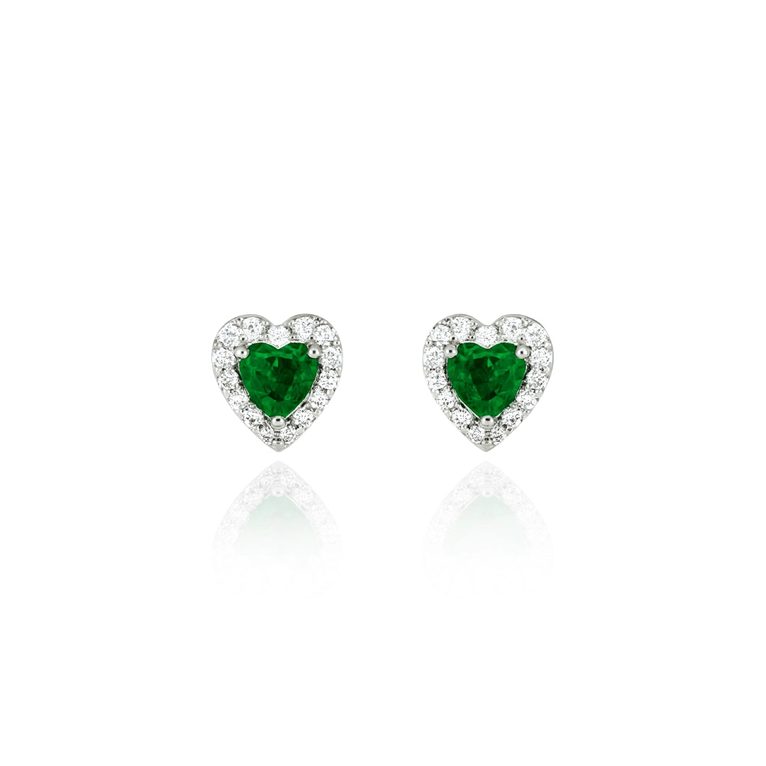 Emerald Heart Earrings Silver