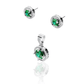 Emerald Sparkle 925 Silver Pendant & Earrings Set - Silphony